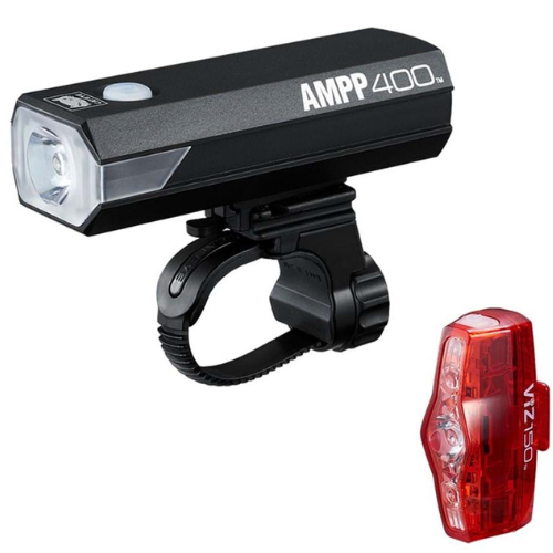 Cateye AMPP400S/ViZ150  lygtesæt USB opladning  400/100 lumen