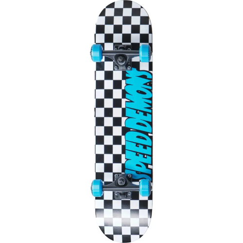 Speed Demons Checkers Complete Skateboard (7.25" - Black/Blue)