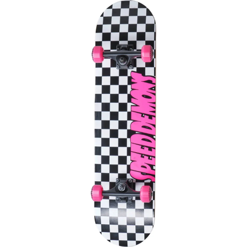 Speed Demons Checkers Complete Skateboard (7.75" - Black/White/Pink)