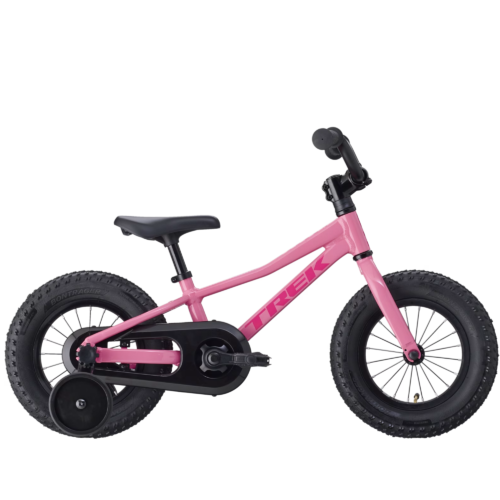 Trek Precaliber 12" við stuðulshjólum og fótbremsu (Pink Frosting)